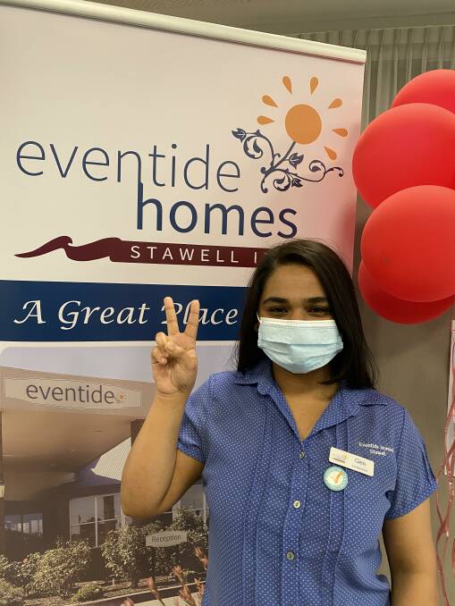 VACCINATED: Nurse Gee Kaur after reciving a dose of a COVID vaccine at Eventide Homes. Picture: CONTRIBUTED