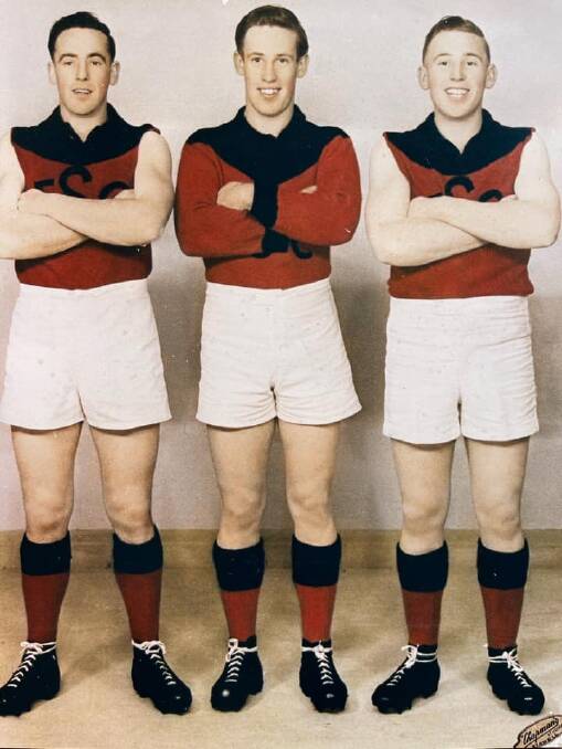 BROTHERS: Jack, Bill and Pat Rathgeber in Stawell colours. Picture: CONTRIBUTED