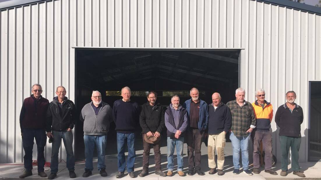 MOVING IN: Pomonal Men's Shed members Trevor Newell, Rob Porter, Chris Huggins, Barry Colyer, Russ Kellett, Paul Granger, Stuart Thorpe, Wayne Farey, Ian Ivey, Phill Bennett, and Paul Shelley at the entrance of their new shed. Picture: KLAUS NANNESTAD