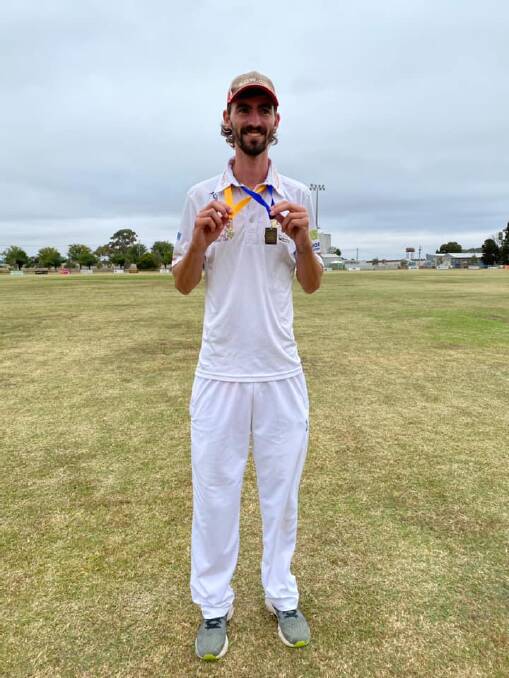 WINNER: Matt Heffer with his medals after his grand final day performance in 2021. Picture: CONTRIBUTED