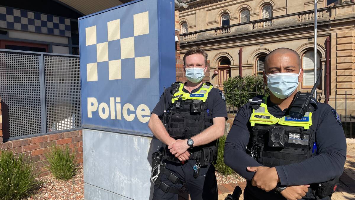 CONNECT: Police members Constable Mitchell Brown and First Constable Mark Kho at the Stawell Police Station. Picture: TALLIS MILES