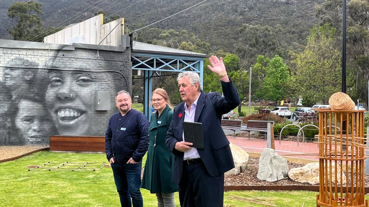 OPENING: Cr Murray Emerson, Cr Lauren Dempsey and Cr Rob Haswell officially opened the Halls Gap pop-up park on Friday. Picture: CONTRIBUTED