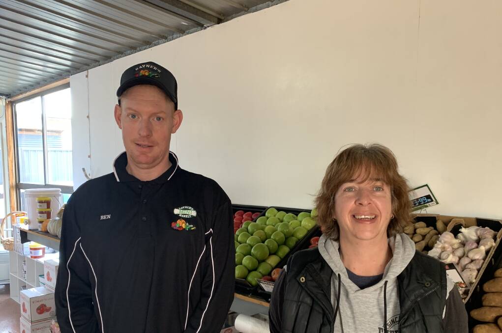 NEWS SITE: Ben Rayner with Cherie Sylvester in the new Rayner's Mini Market and Fruits and Vegetables building. Picture: TALLIS MILES