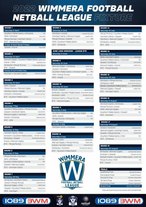 REVEALED: The 2022 WFNL fixture is out now. Picture: CONTRIBUTED