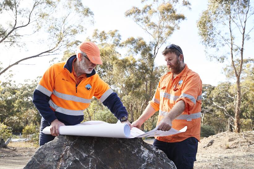 POSSIBLITIES: NSM geologists Bill Reid (left) and Alan Till are currently exploring potential prospects in the Stawell district. Picture: Contributed: North Stawell Minerals