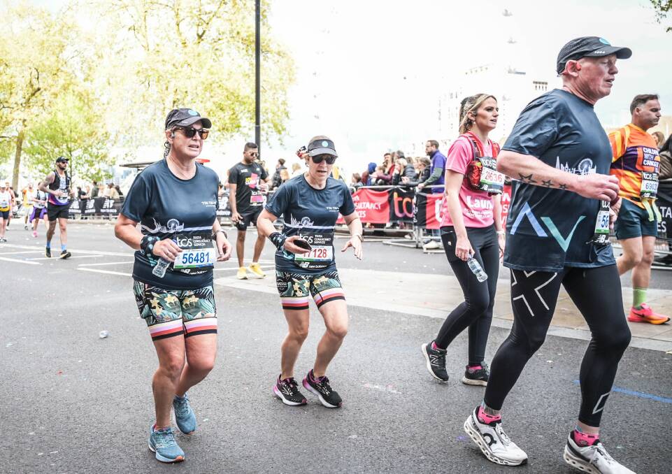 Sue Blizzard, Nathan Bendelle, and Helen McPherson from Ararat participated in the London Marathon in April. They are seen here in London. Picture supplied.