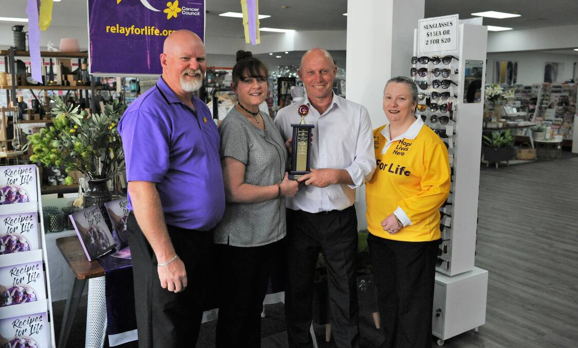 WINNER: Relay For Life's Kingsley Dalgleish and Tami Lane with Horsham Newsagency's Di Richards and Michael Vincent. Picture: ERIN WITMITZ