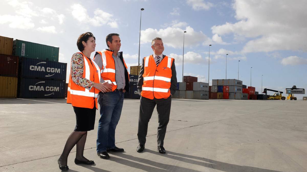 Member for Lowan Emma Kealy at the Wimmera Intermodal Freight Terminal in 2015.
