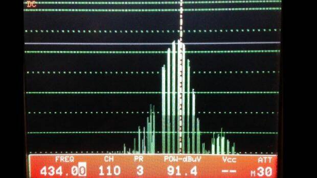 The frequency being registered on Elgin Street - 434 MHz. Photo: Supplied
