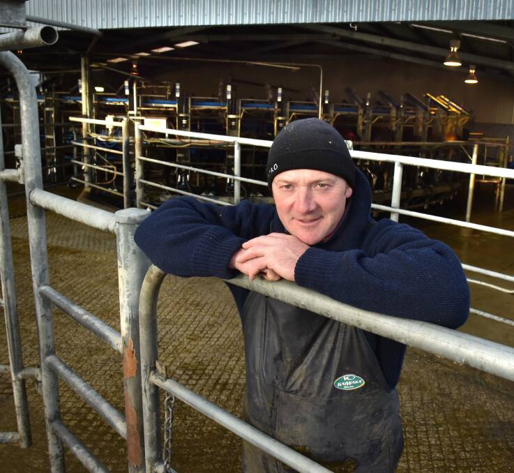 PASSIONATE: Limberlost dairy farmer Peter Jones at his milking shed at the property at Kayena. Mr Jones and his family have been dairying at the property since its conversion in 2008. Pictures: Paul Scambler.