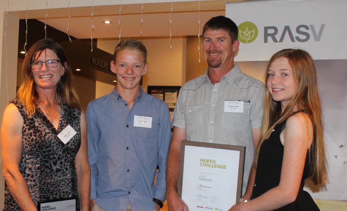 CHALLENGE WINNERS: Heifer Challenge winners, Boonaroo's Shane Foster, daughter Claire, son Tom and wife Jodie: Photo: Andrew Miller.