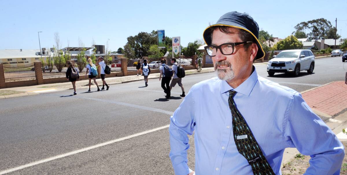 DANGER ZONE: Stawell Secondary College principal Nick Lynch is concerned about the absence of a supervised crossing point in front of the school. Picture: PAUL CARRACHER