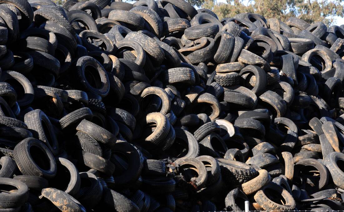 The Stawell tyre pile. Picture: PAUL CARRACHER