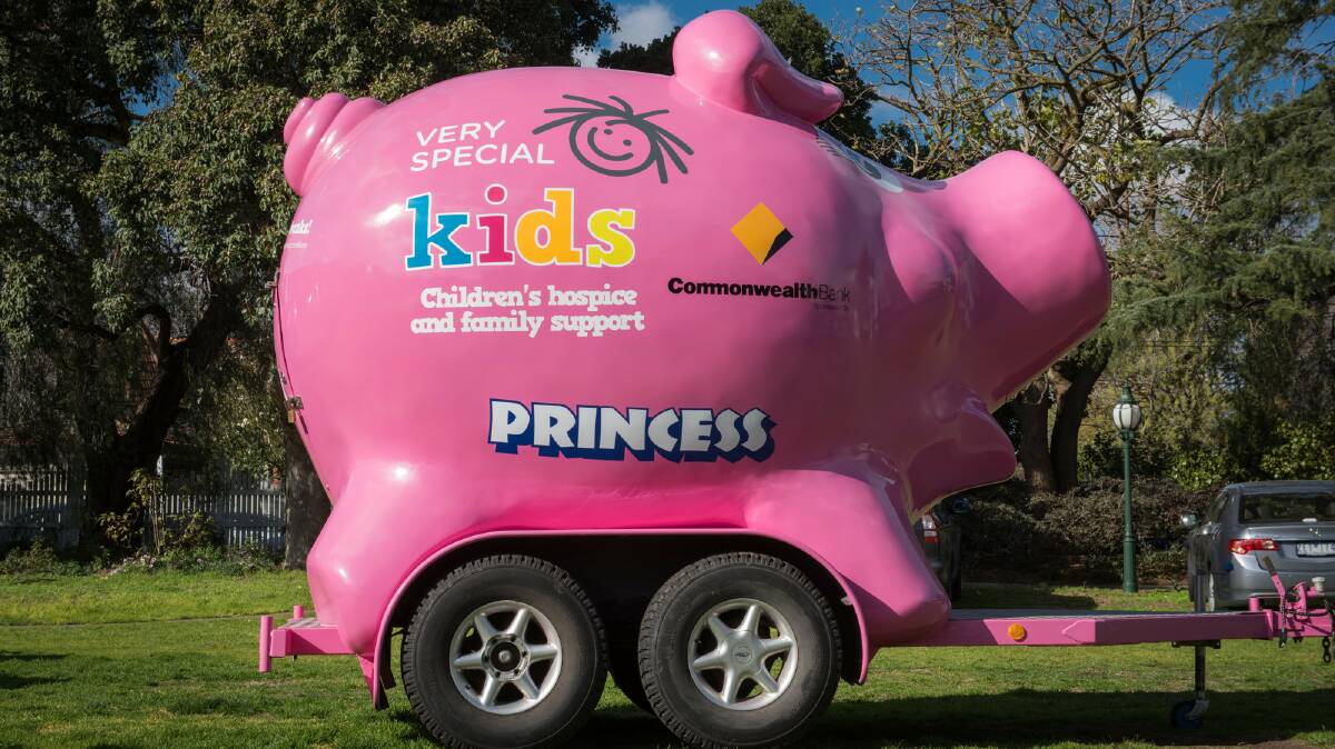 Giant pink piggy bank Princess will visit Stawell next month.