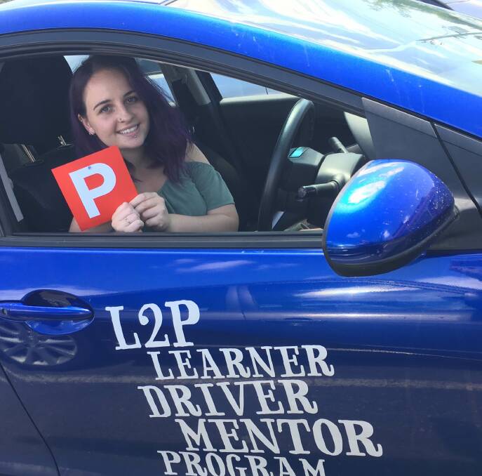 HAPPY DAYS: Kaylie Robinson celebrates getting her P-plates. The Northern Grampians learner driver mentor program is looking for volunteers. Picture: CONTRIBUTED