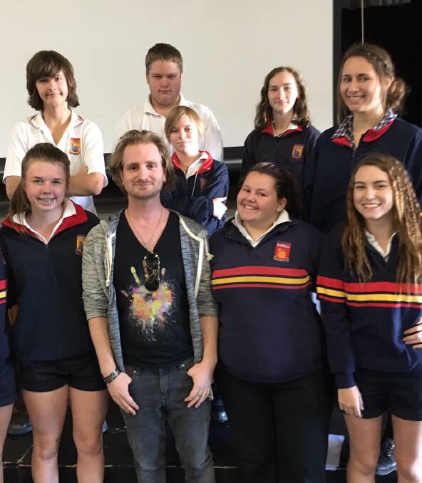 MAKING A DIFFERENCE: Speaking of Mental Health Roadshow speaker Nic Newling with students from Stawell Secondary College. Picture: CONTRIBUTED 
