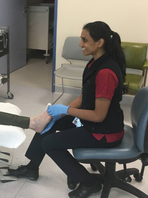 PODIATRY: Shashini Weerasinghe working with a client at Stawell Regional Health. Picture: CONTRIBUTED