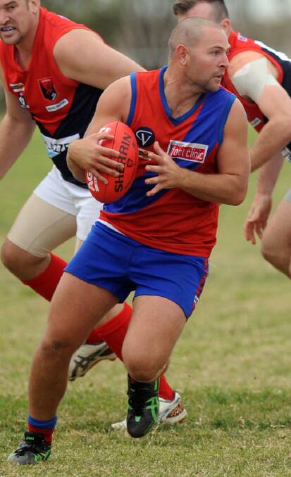 STAR OF THE SHOW: Steve Schultz booted eight goals for Kalkee. Picture: SAMANTHA CAMARRI
