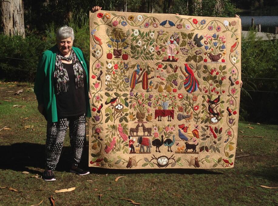 MASTERPIECE: Bernice Summerfield with the Civil Bride War quilt she created along with Joy Ashton. The quilt will be raffled off. Picture: CONTRIBUTED