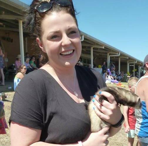 READY TO RACE: Loren O'Toole with her ferret Weasel. Loren won the Stawell Show Trophy Cup in 2014 and will be back to defend her crown. Picture: CONTRIBUTED
