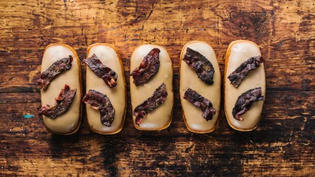 Maple bacon bar doughnut from Grumpy Donuts in Sydney.  Photo: Alana Dimou

