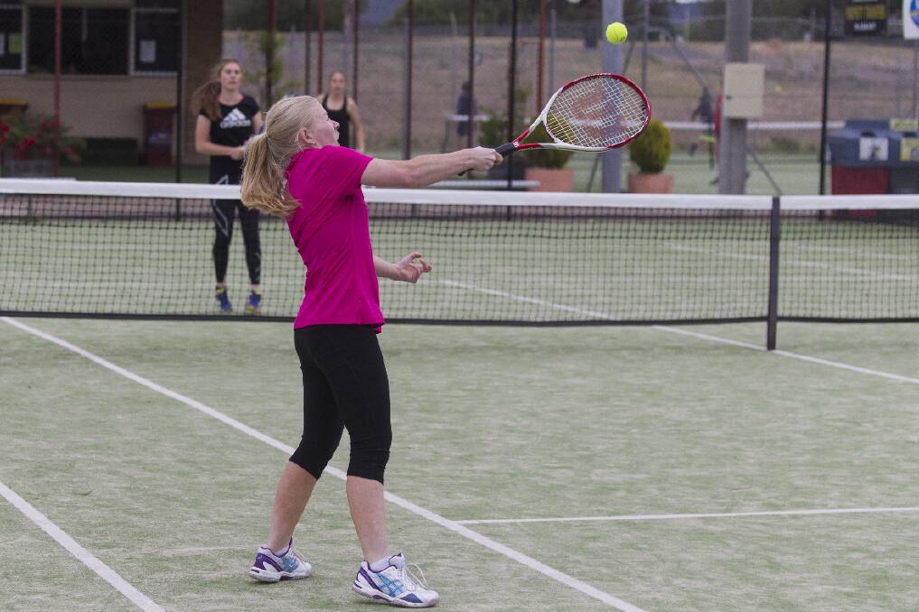 SHOT: Emily Davis in action before the summer break. Stawell Tennis Club's Friday night competition resumes this week, and it is set to be close. Picture: PETER PICKERING  