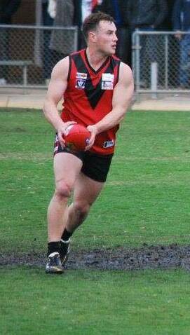 BODY STRENGTH: Stawell midfielder David Andrivon has had a tough week off the field as he comes to terms with a tackle he made on Nhill's Jordan Zeitz. Picture: CONTRIBUTED