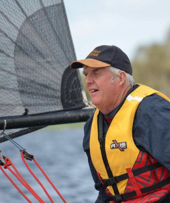 Winner: George Grellet on the water during his win of the fourth pennant race with the Stawell Yacht Club. It was a tough day for Grellet who battled with little wind. Picture: Glen Wallartd