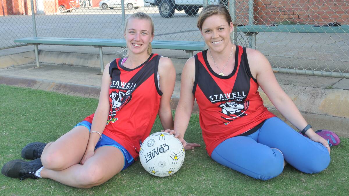 Key signings: Heidi Sudholz and Johanna Kelly enjoyed their first official hit out with the Stawell Warriors A grade this week. Picture: Grace Bibby
