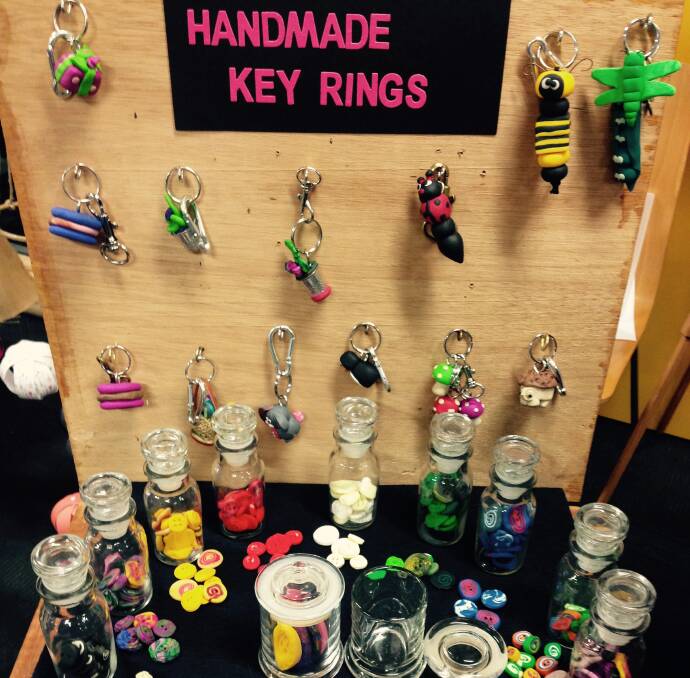 Home made: Maree Bowater has some very cute key rings to add to her home-made button stall. All these will be available once again at the Stawell Farmers Market.