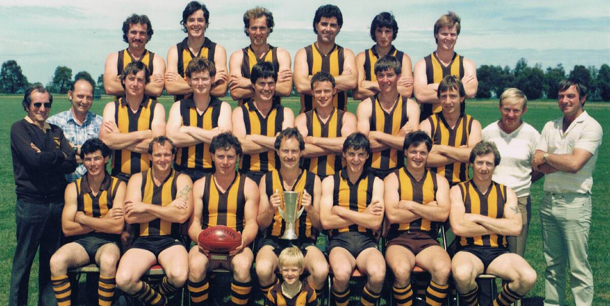 The Landsborough Football Club premiership team of 1985. The Burras will celebrate with a premiership reunion this Saturday, August 1.