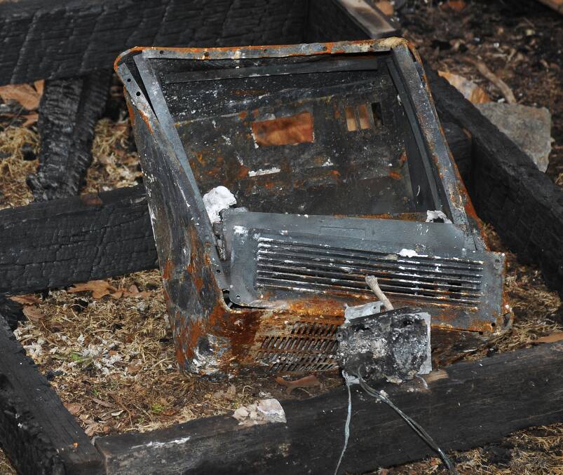Fire warning: The remains of a burnt out heater in a home that was completely destroyed by fire in Stawell. The fire has prompted warnings from the CFA.