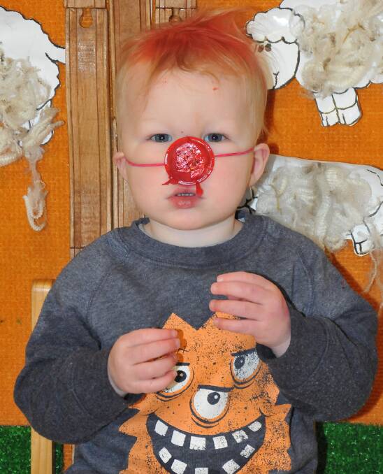 AWARENESS: Youngster Rhylan had made his own red nose for the annual Red Nose Day celebrations at the Taylors Gully Children's Servcies centre in Stawell. Pictures: Mark McMillan