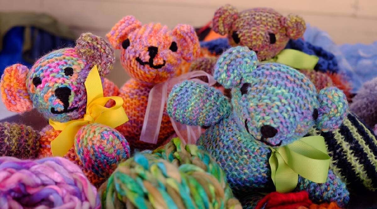 Furry friends: Alison's handmade teddy bears in a variety of colours will be a real treat for collectors at this Sunday's Pomonal Village Market.
