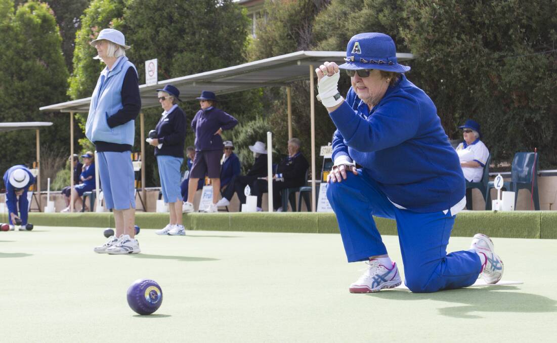 Stawell's Shirley Austerberry plays her shot during Saturday's semi-final. Picture: Peter Pickering