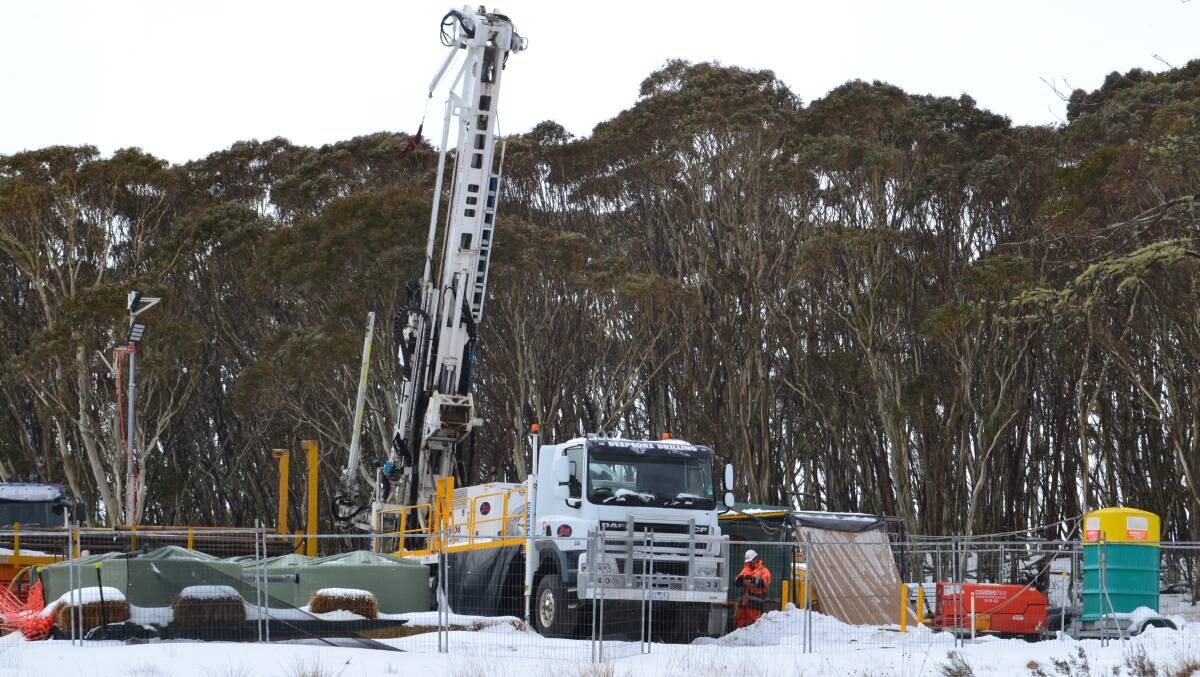 The drilling site near Kiandra above where the giant generation chamber is to be built.