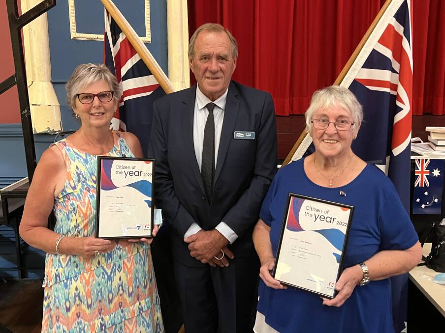 HONOUR: Joint winners of the Northern Grampians Shire Council's (Stawell, South and Central Wards) Citizens of the Year Raie Gale (left) and June Raeburn with mayor Tony Driscoll. Picture: BEN FRASER