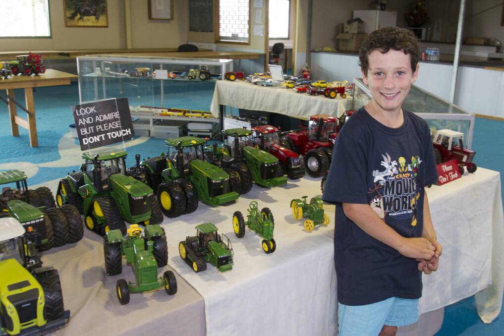 HAPPY ONLOOKER: A Stawell youngster enjoys the hundreds of model tractors, trains, cars and bikes on display at this year's Stawell Collectors, Restorers and Hobby Show. Picture: PETER PICKERING  
