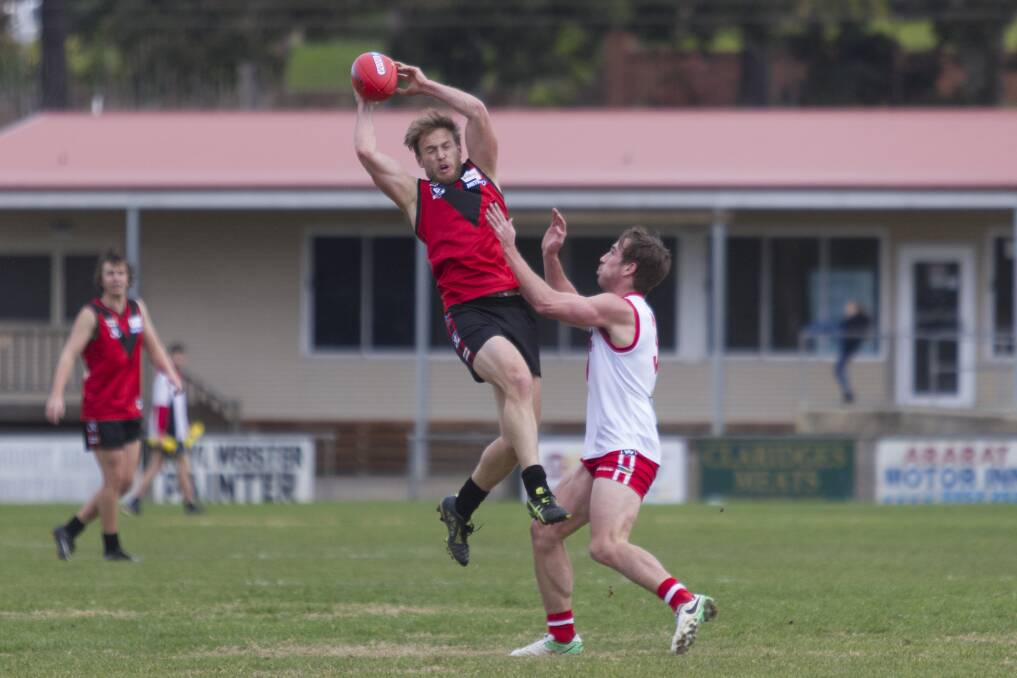 CONTEST: Stawell's Aidan Potter takes a strong mark earlier in the season. Potter returned to the side after a week off. Picture: Peter Pickering. 