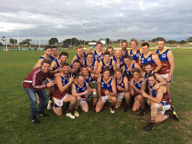 CHAMPS: MCDFNL celebrate their win over WDFNL. Navarre's Ash Driscoll finished with five goals in his best on ground performance. Lachlan Slorach and Josh Fowkes were also among the best. Picture: MCDFNL