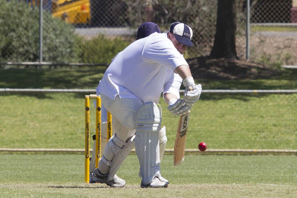 DEFENCE: Aradale's Clint Rodger top-scored for his side in the first innings against Youth Club, putting together a well-rounded knock of 36. Picture: Peter Pickering. 