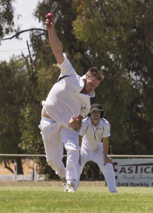 PACE: Halls Gap's Dylan O'Neill as he bowls a delivery last season. The Gappers will put out a young team this weekend. Picture: Peter Pickering. 