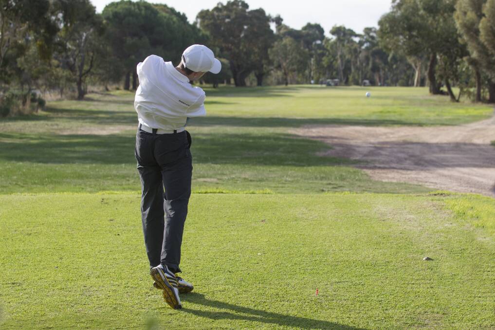 IMPROVING: Josh Kelly shot 84 in round two of the Stawell Golf Championships, a six shot improvement from his 90 in the first round. He sits sixth in the A Grade scratch standings going into the final round. Picture: Peter Pickering.