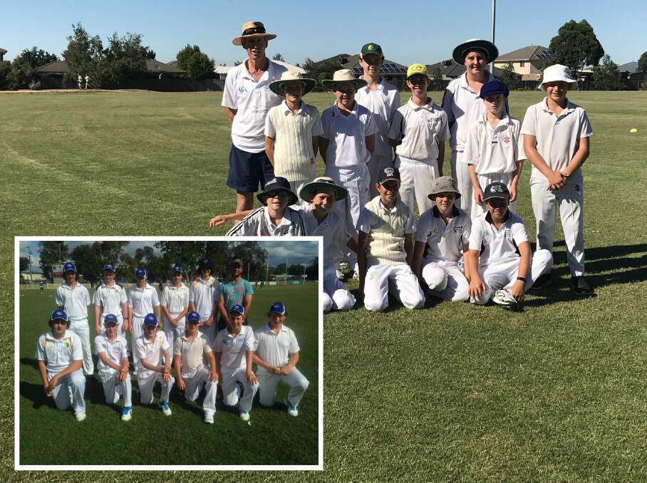 DOING US PROUD: The Grampians Cricket Association under-15 (inset) and under-13 country week teams. Pictures: Contributed.