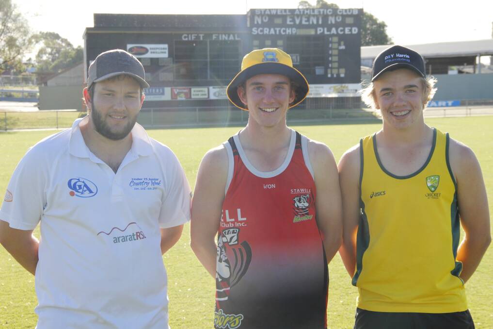 READY TO GO: Grampians cricket coach Brody Stewart, Bailey Taylor and captain Ryan Nellthorp. Picture: Lachlan Williams.