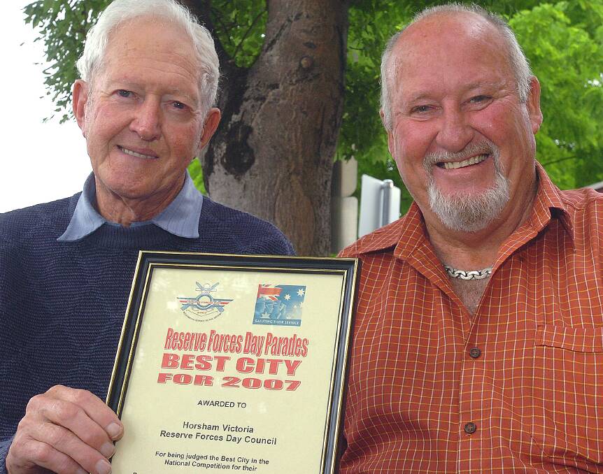 RECOGNITION: Jim Amos and Peter Creek, pictured in 2007, were part of the Reserve Forces Day Parade that won Horsham accolades for the Best City Parade that year. 