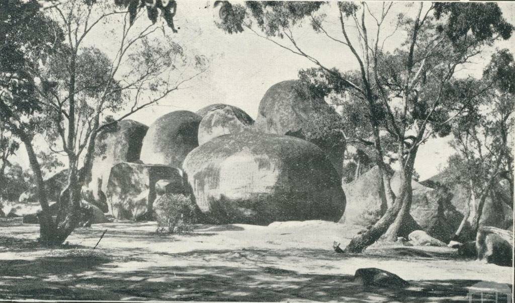 HISTORIC: A snapshot of the Sisters Rocks at Stawell, as pictured in 1925, before the landmark began featuring graffiti. Sunday marked 150 years since the preservation of the landmark. Picture: VICTORIAN PLACES