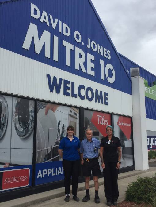 Lily Matheson, David O Jones and Tammy Walker from Mitre 10 are enjoying some strong sales. Picture: Anthony Piovesan 