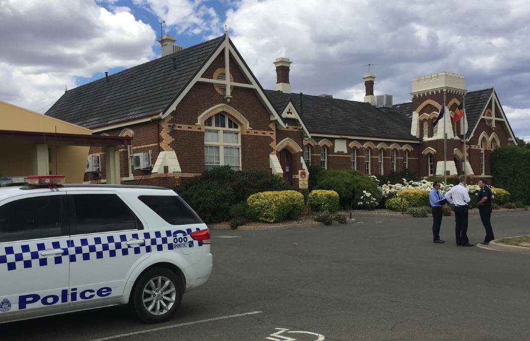 BOMB SCARE: Staff and students were forced to evacuate into the school's science wing while detectives investigated. Picture: Anthony Piovesan