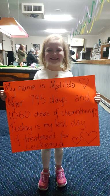 FIGHTER: Matilda Rowden had her last dose of chemotherapy on Monday. 